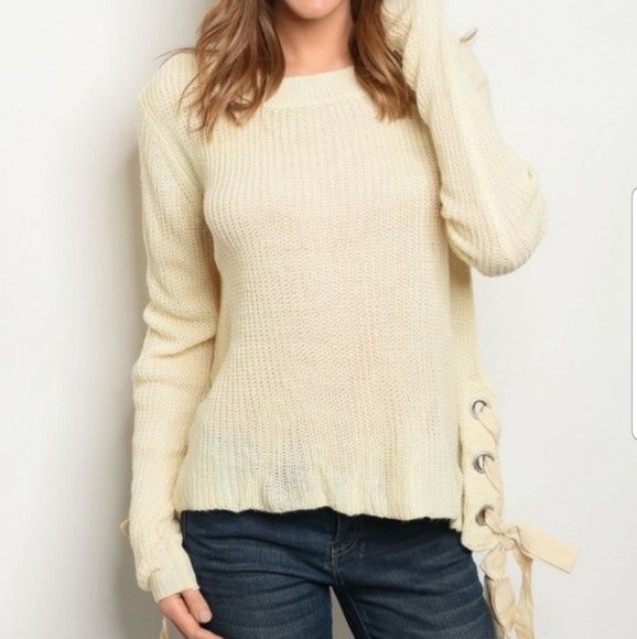 Long sleeve lace up sides pullover sw - Picture 1 of 1